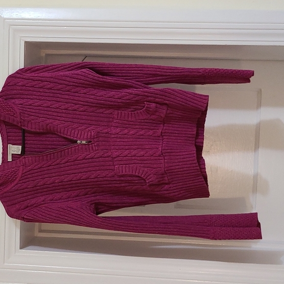 DKNY JEANS fuchsia knit pullover Hoodie - Picture 3 of 7